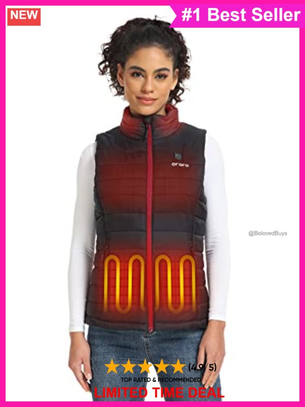 Women's Lightweight Heated Vest with Battery Pack Quilted Puffer